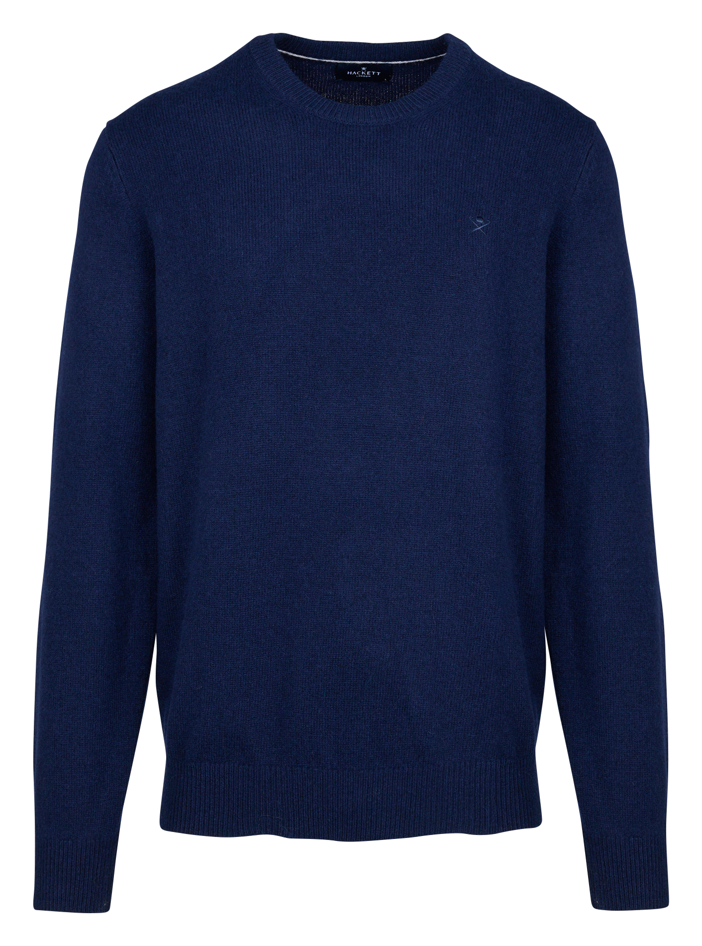 Pull regular-fit col rond brodé en laine | Bleu