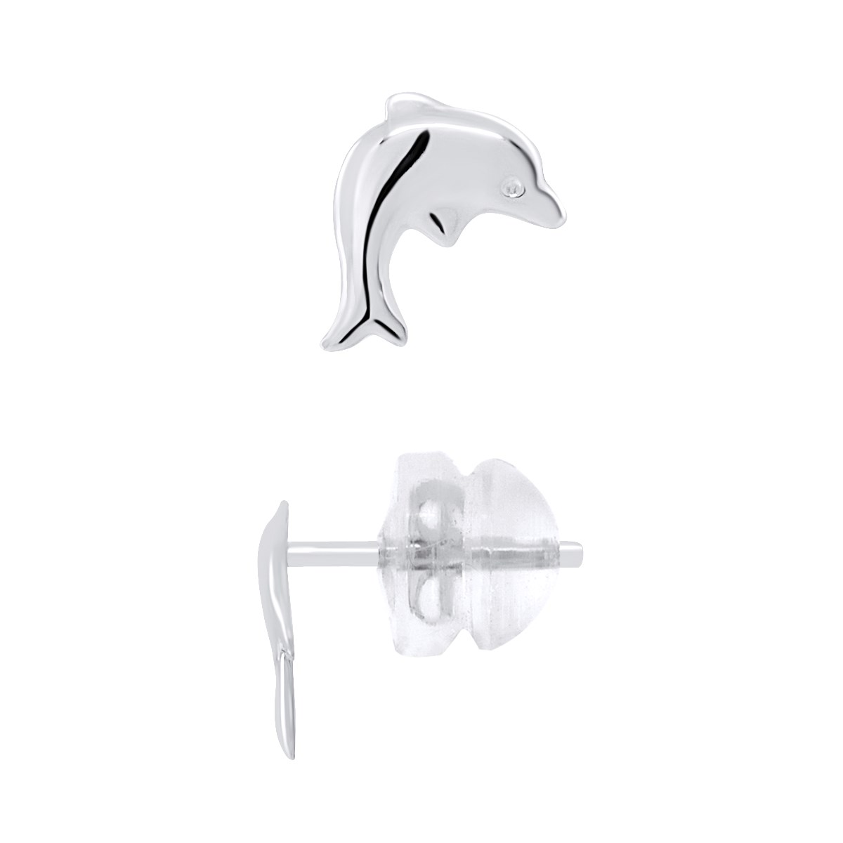 Boucles d'Oreilles DAUPHIN - Or Blanc