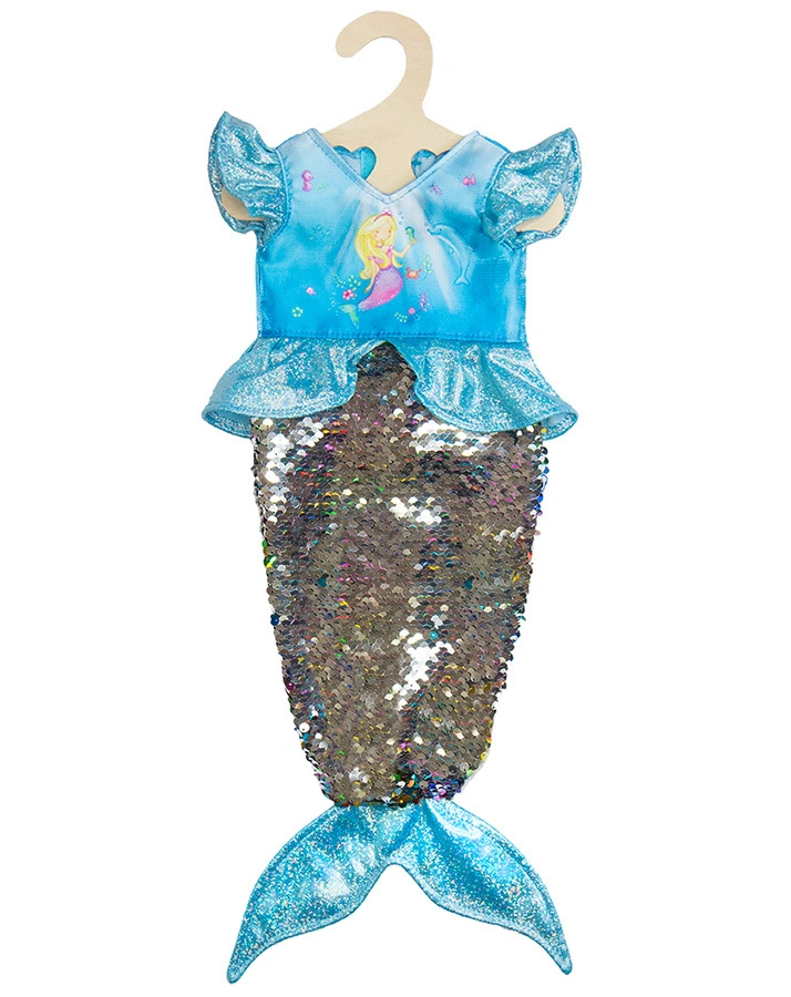 Puppenkleidung KLEID MEERJUNGFRAU AVA (35-45cm) mit Wendepailletten in bunt