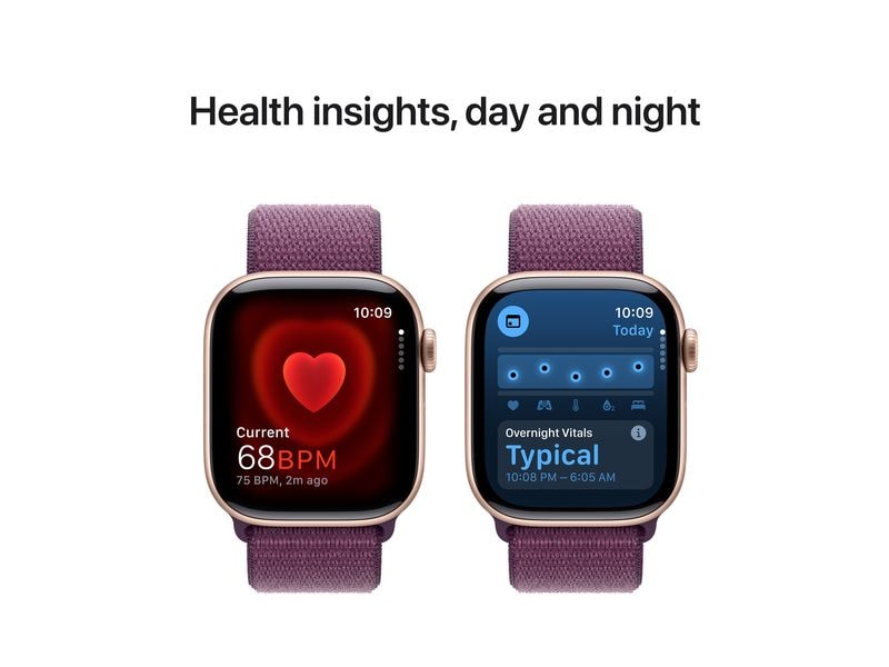 Apple Watch Series 10 42 mm LTE Alu Roségold Loop Plum Eine glatte Zehn