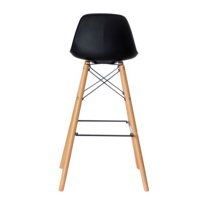 Lot de 2 tabourets haut STEELWOOD - pied hêtre - assise noire