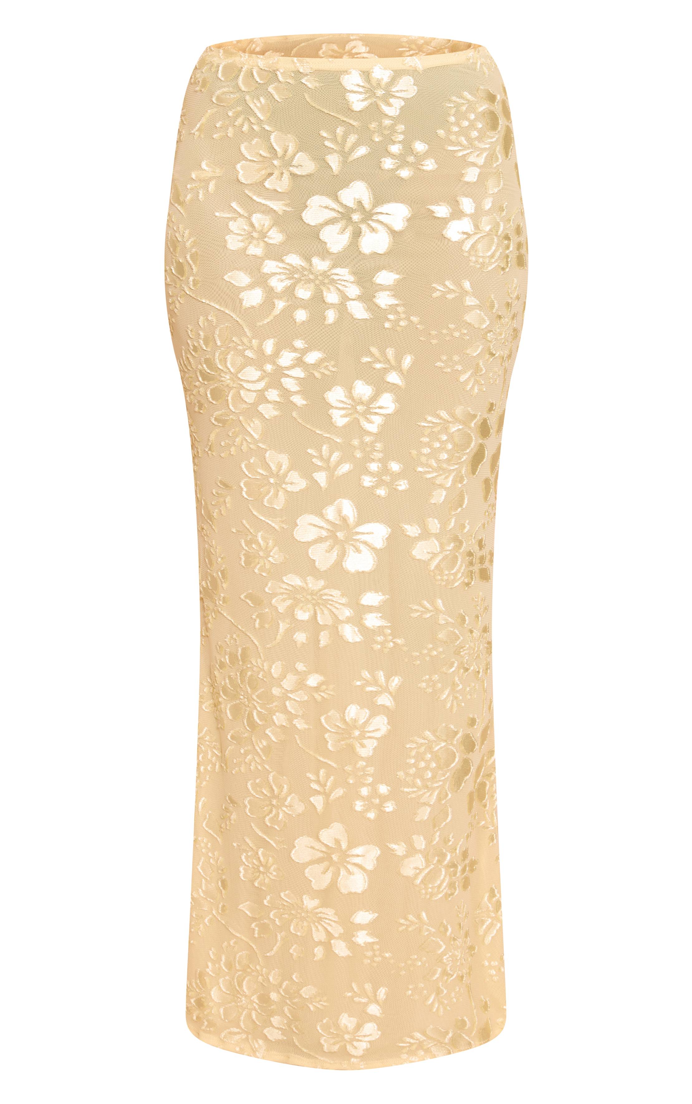 Butter Yellow Jupe Longue Transparente À Motif Floral