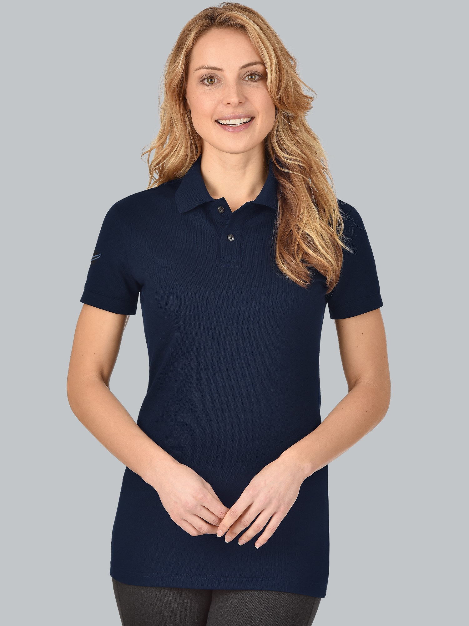 Poloshirt aus elast. Piqué Navy
