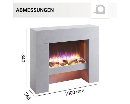 Elektrische haard Balderia Naran grijs 2000 watt incl. afstandsbediening