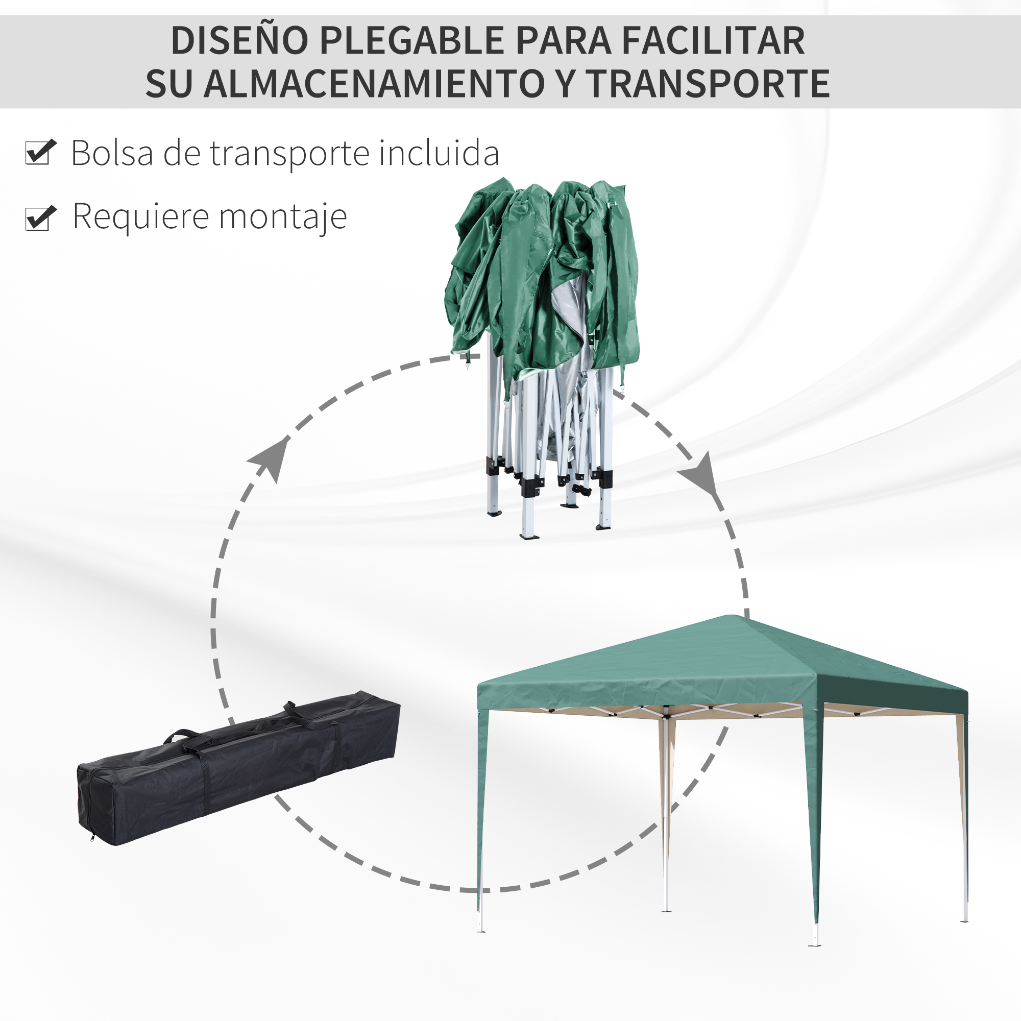 Tenda dobrável verde Outsunny
