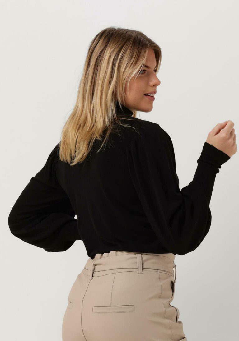 SUMMUM zwarte summum coltrui pullover puffy sleeves circular knit