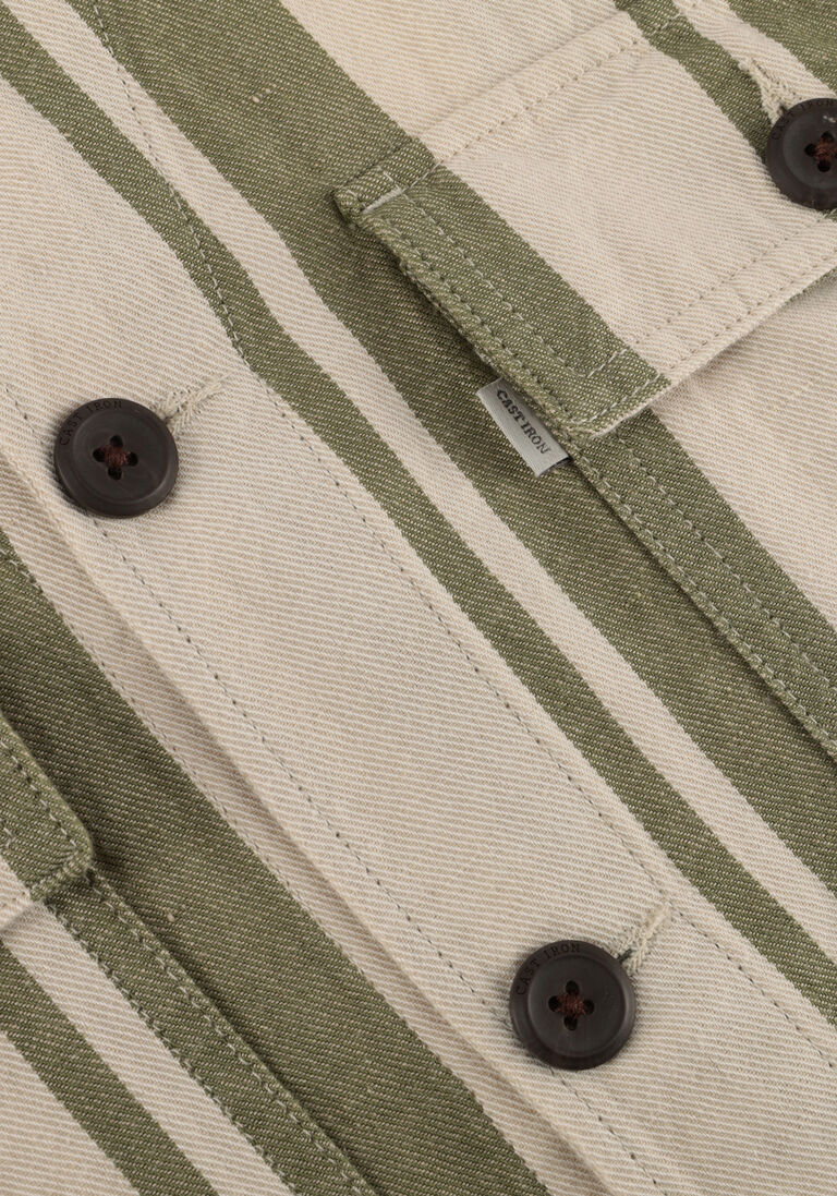 CAST IRON beige cast iron overshirt long sleeve shirt sanborn twill stripe