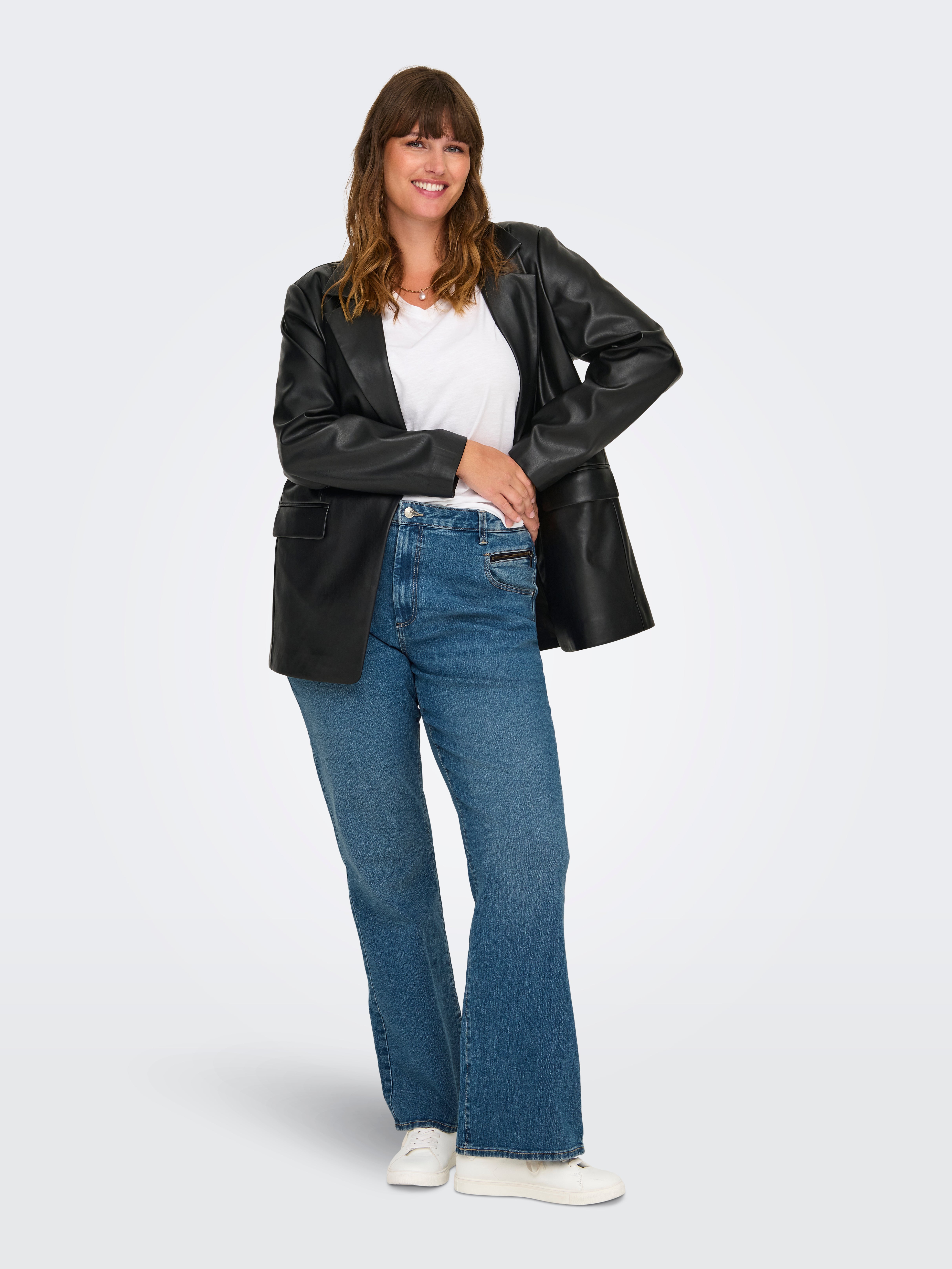 CARSANDRA Hohe Taille Ausgestellt Jeans Medium Blue Denim