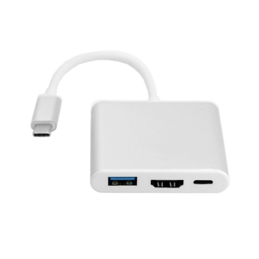 USB C auf HDMI / USB / USB Typ-C Hub Adapter für MacBook / Laptop / PC - Silber