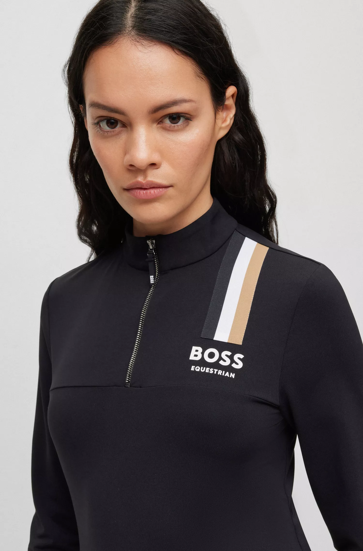 Camisa de treino BOSS Black-Equestrian slim-fit em tecido power-stretch