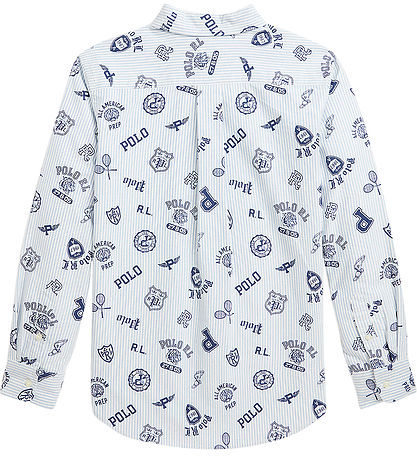 Polo Ralph Lauren Hemd - Weiß/Hellblau Gestreift m. Navy