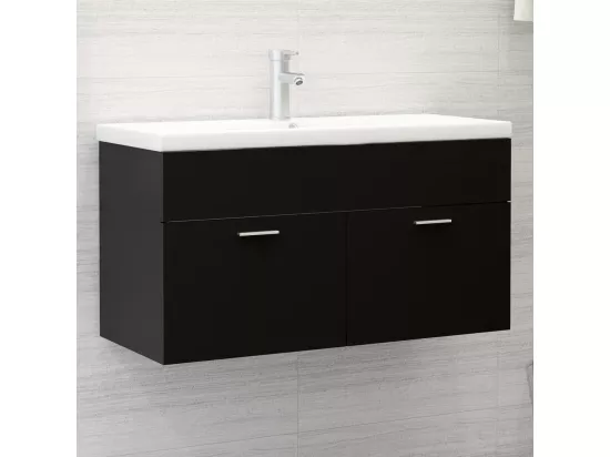 Armoire d'évier Noir 90x38,5x46 cm Bois d’ingénierie