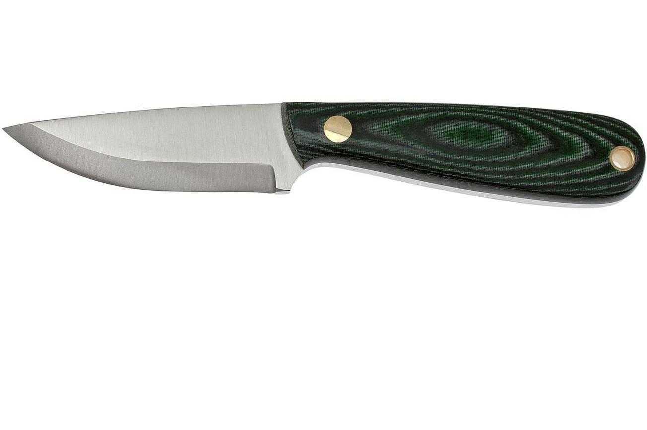 EnZo Necker 70, groen micarta, lederen sheath 9804