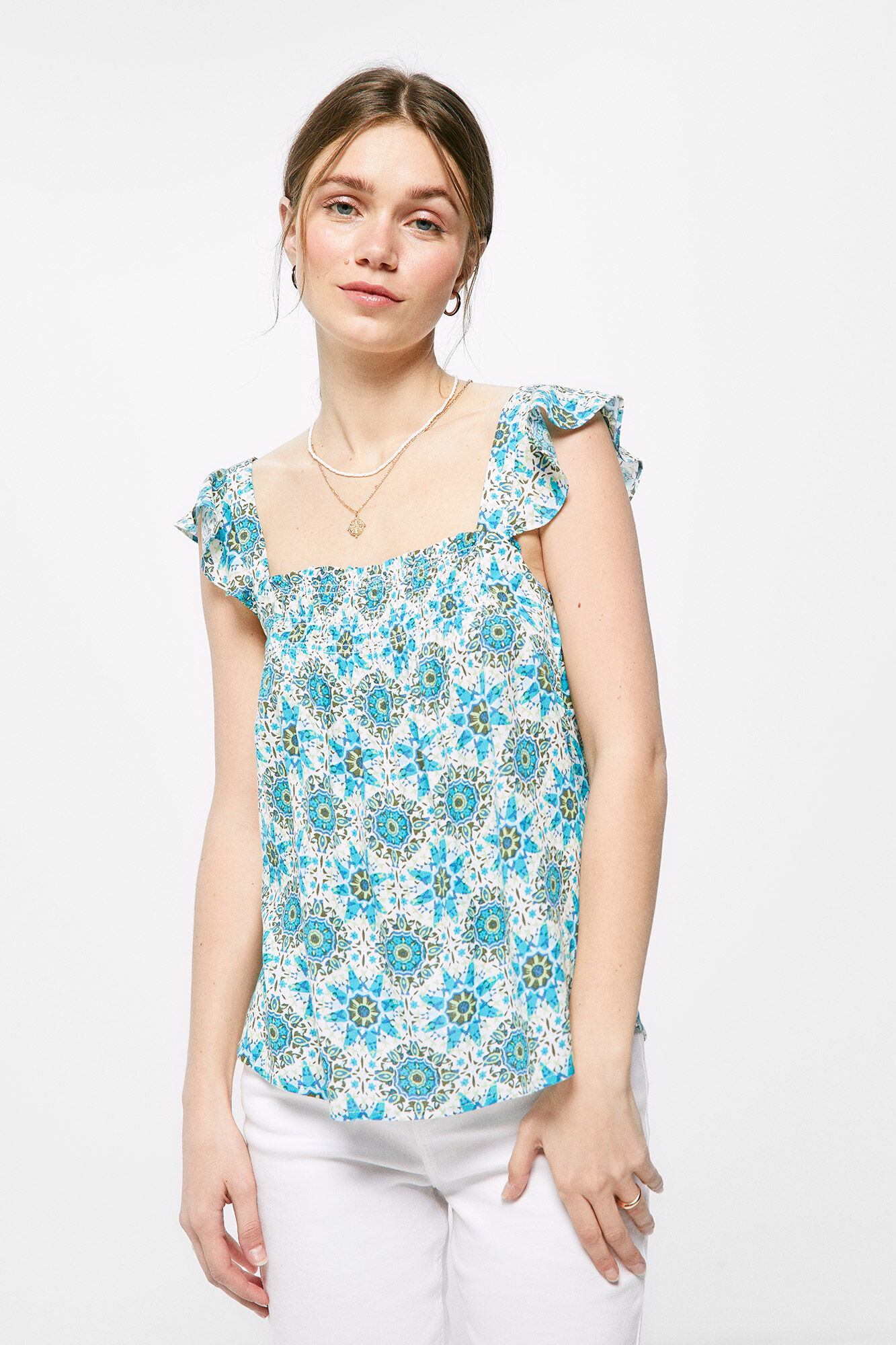 Blusa fluida estampada - Amarela
