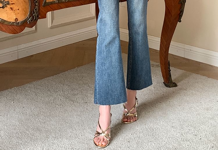 PINPI - High Waist Washed Flared Jeans