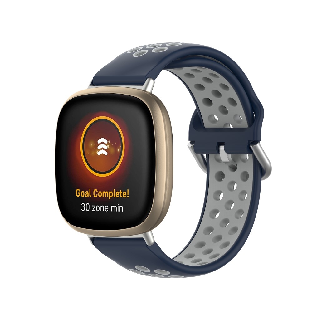 Fitbit Versa 3 / Sense Silikon Armband Dual Color (Gelenkumfang 155-235mm) - Dunkelblau / Grau