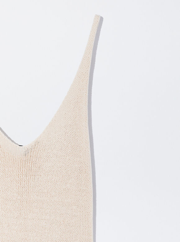 Vestido de malha metálica - Branco-creme