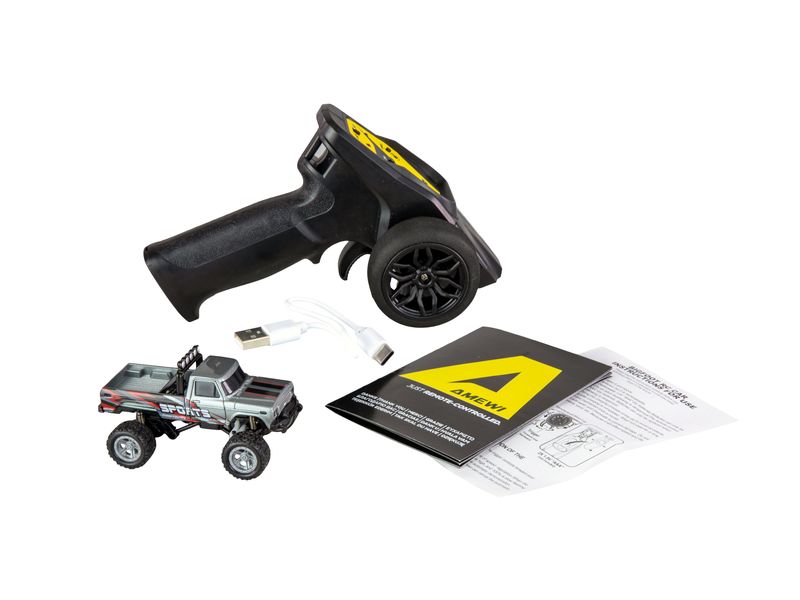 Amewi Monster Truck Die Cast 1:64 RTR, Grau Ferngesteuerte Monster Truck im Massstab 1:64