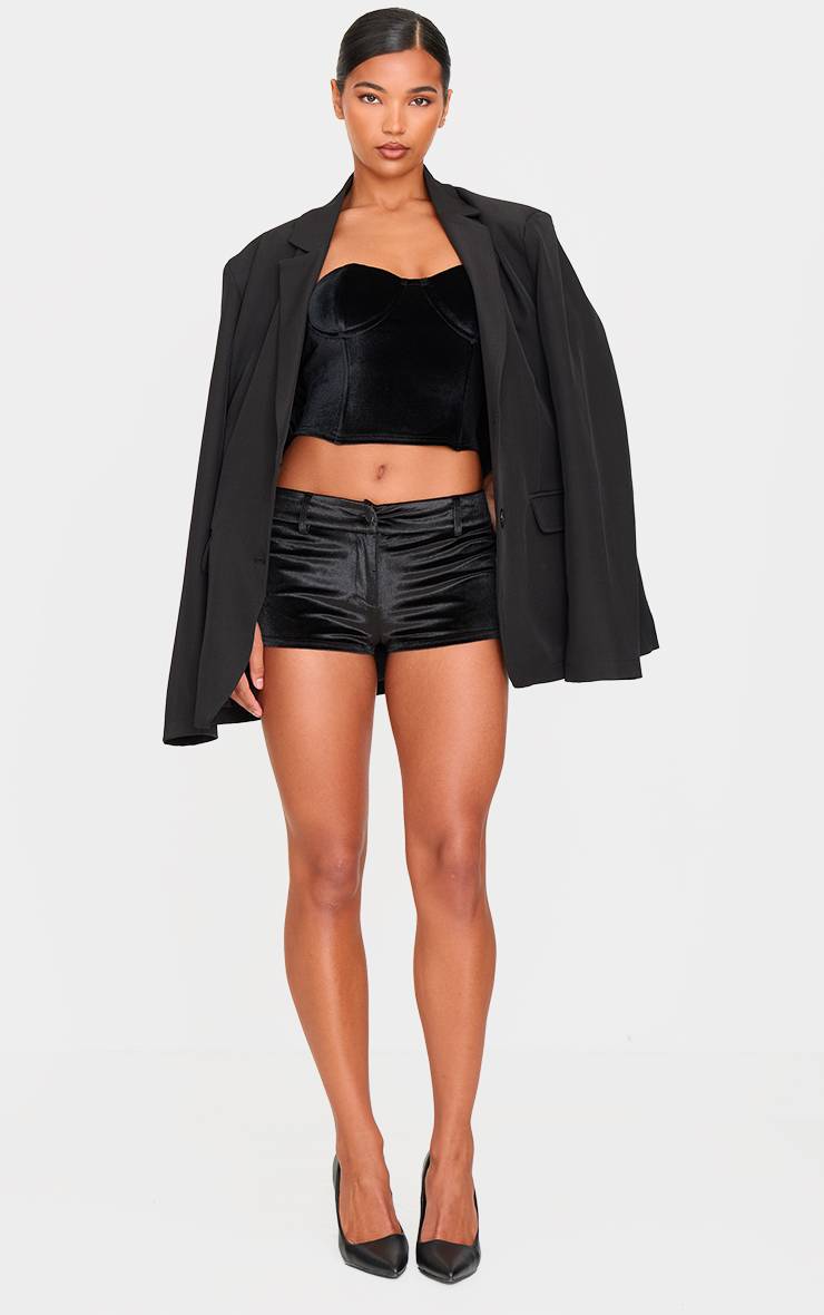 Noir Haut Corset En Velours Avec Détails De Coutures