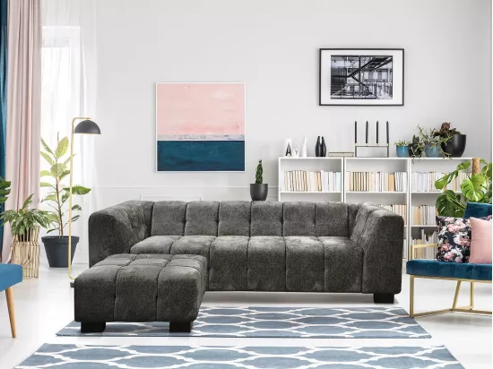 Canapé droit design en tissu chenille 3 places 