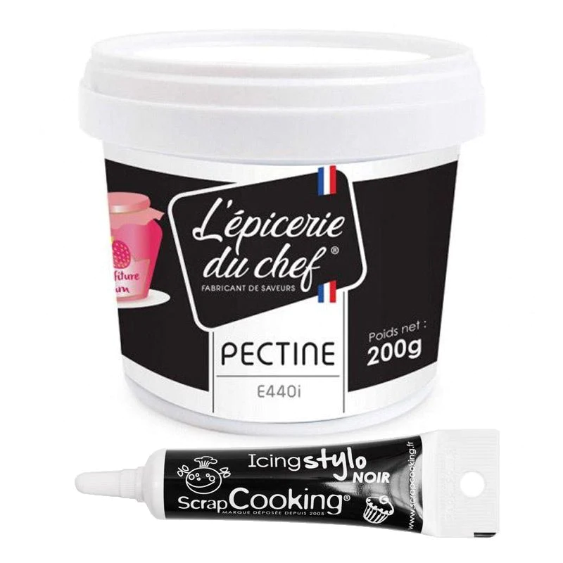 Pectine en poudre E440i 200 g + Stylo de glaçage noir Scrapcooking