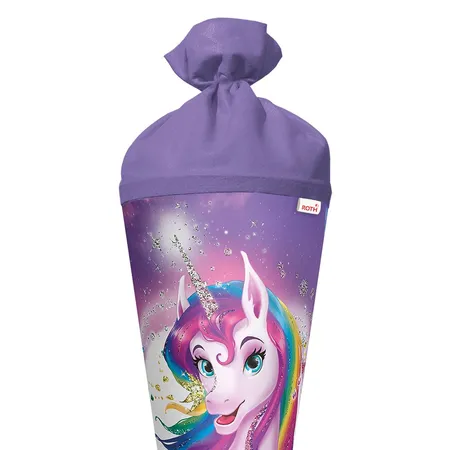 Roth Schultüte Einhornportrait mit Glitzer, 70 cm, rund