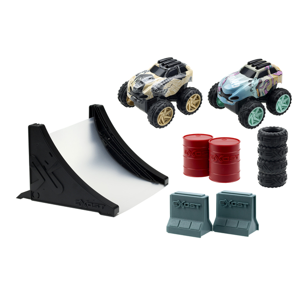 2 petites voitures friction avec accessoires - EXOST JUMP - Pack duo – Modèle aléatoire