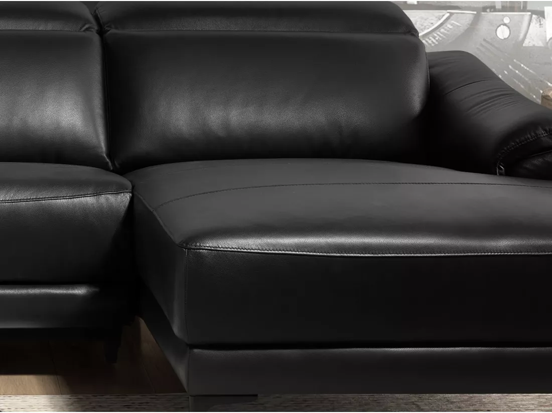 canapé d'angle relax droite en cuir noir 6205 ANGEL CERDA