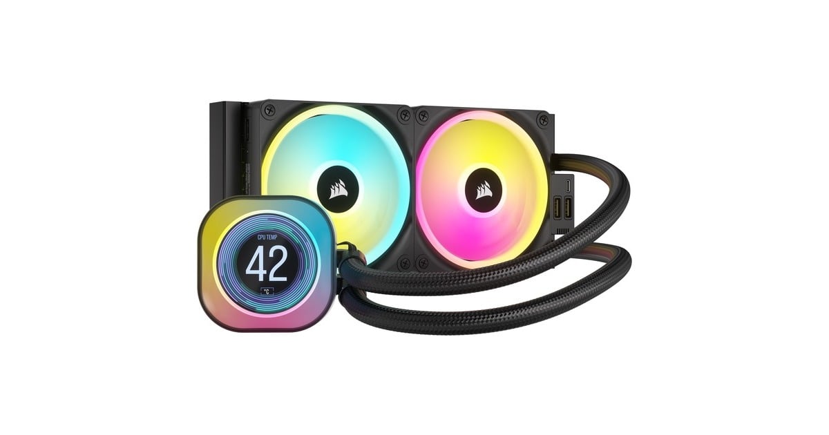 CorsairiCUE LINK H100i LCD Liquid CPU Cooler waterkoeling  (Zwart)