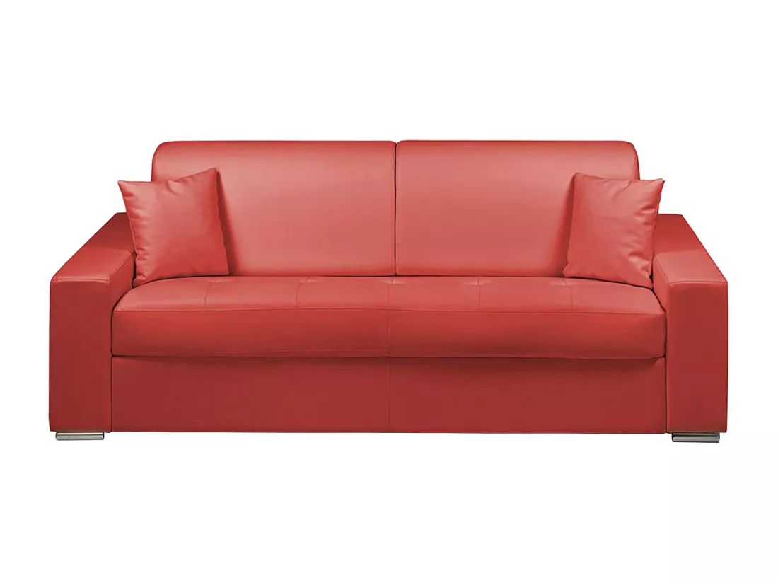 Canapé 4 places convertible express en simili EMIR - Rouge - Couchage 160 cm - Matelas 14 cm