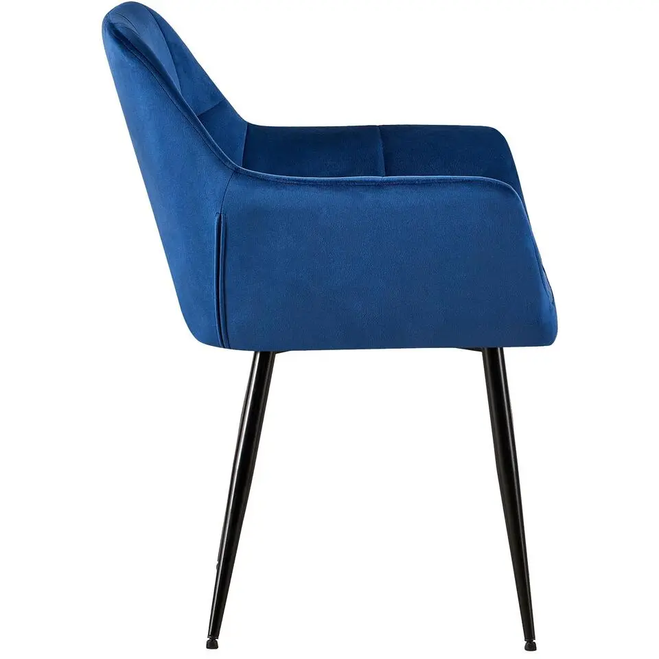 CLP Eetkamerstoel Emia zwart Frame - Fluweel - blauw