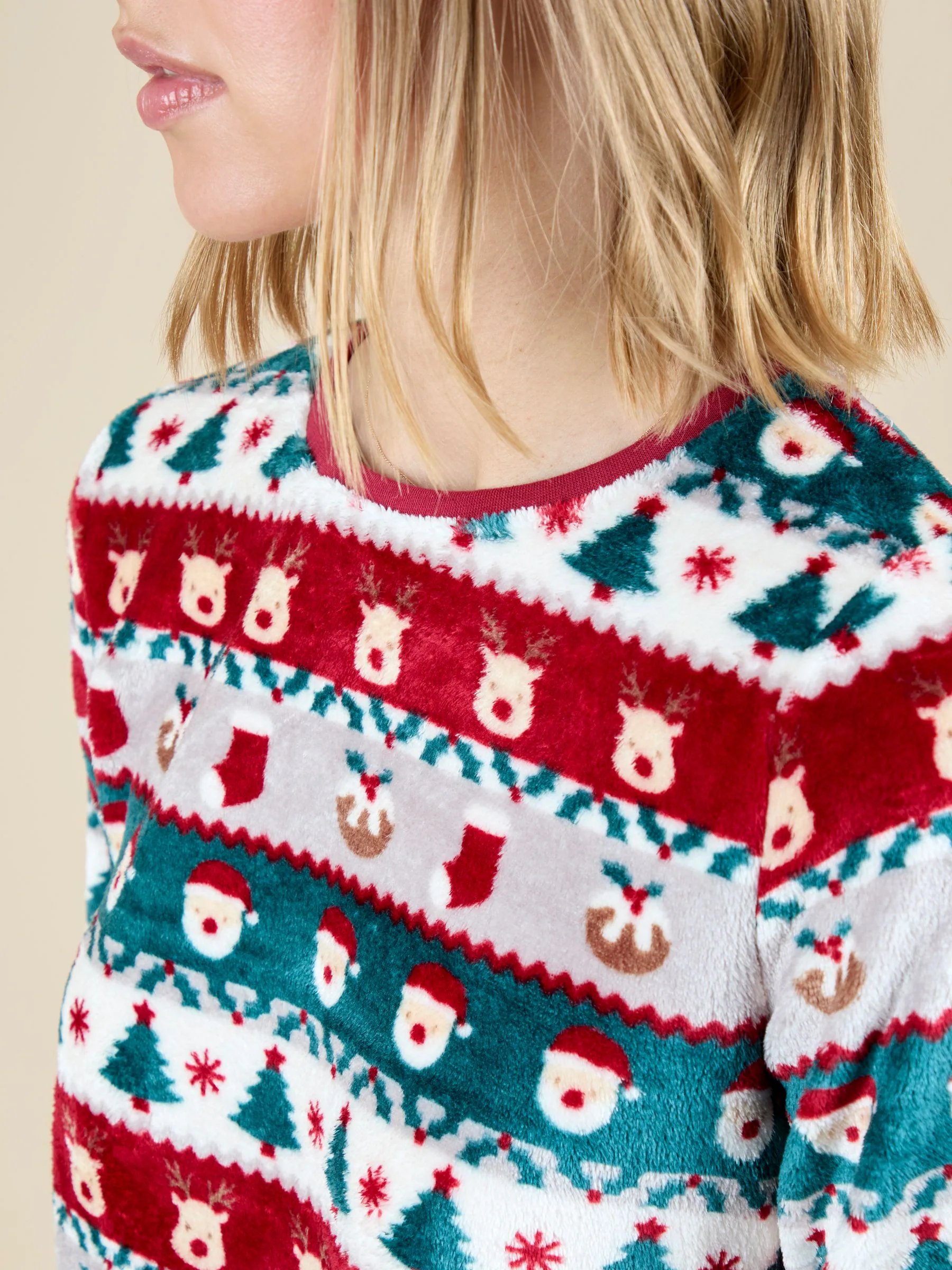 JoJo Maman Bébé Women's Christmas Fair Isle Fleece Pyjama Set