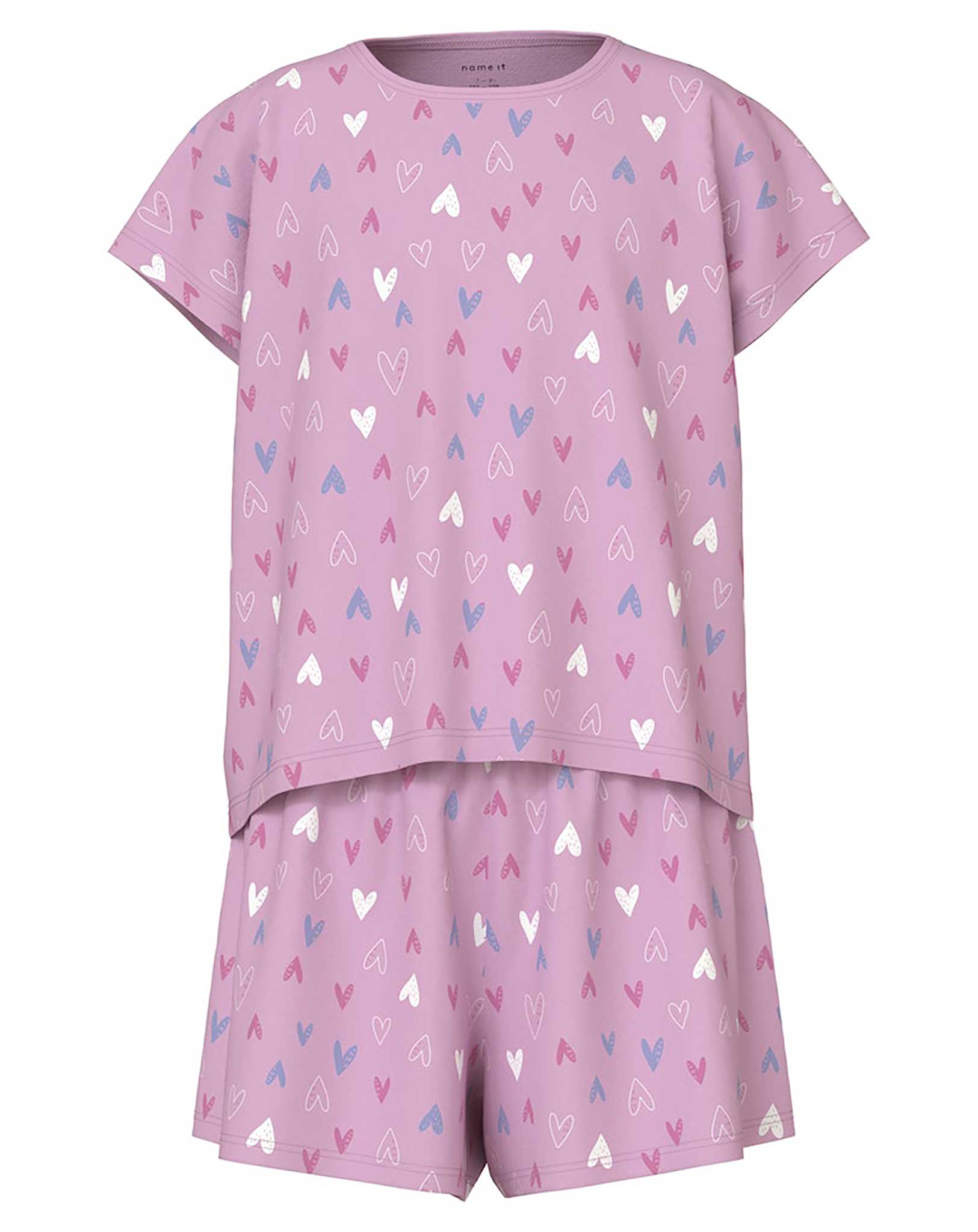 Schlafanzug NKFNIGHTSET PINK HEARTS kurz in pink lavender