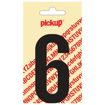 Pickup plakcijfer 6 zwart mat 90 mm