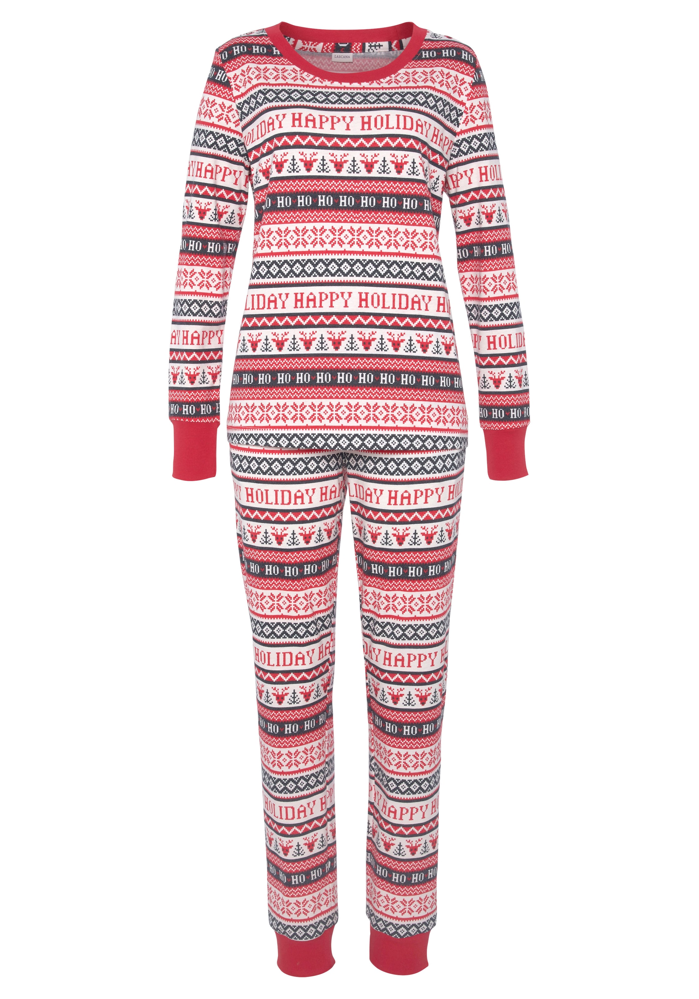 LASCANA Pyjama 2 Stk. tlg., mit winterlichem Druck