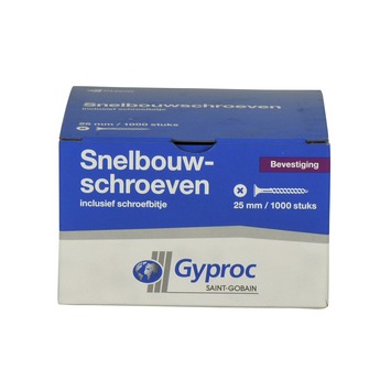 Gyproc gipsplaat schroeven zwart 25 mm 1000 stuks