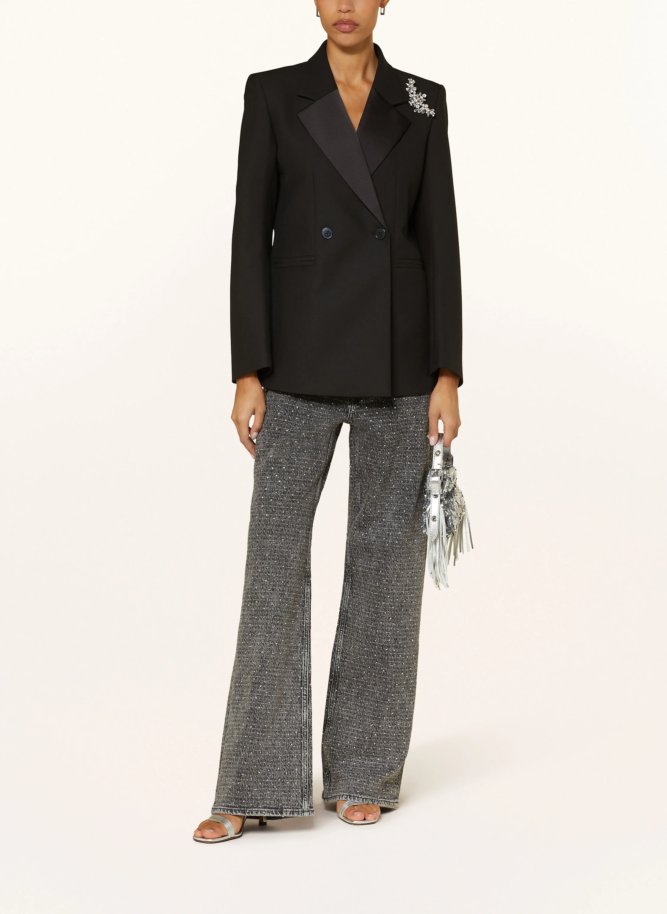 maje Straight Jeans mit Schmucksteinen