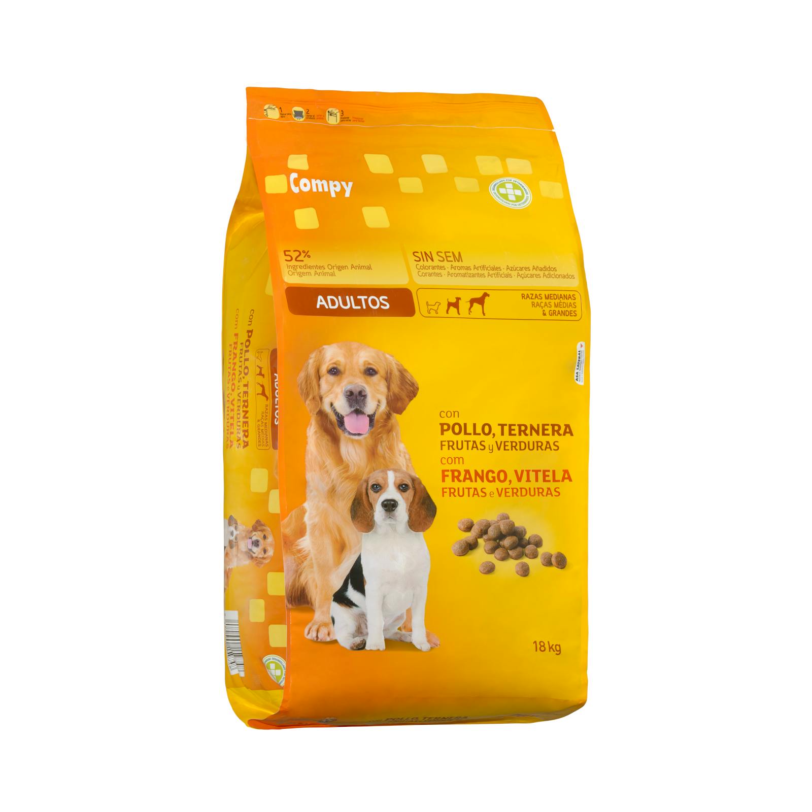 Nourriture pour chien adulte Compy au poulet, bœuf, fruits et légumes