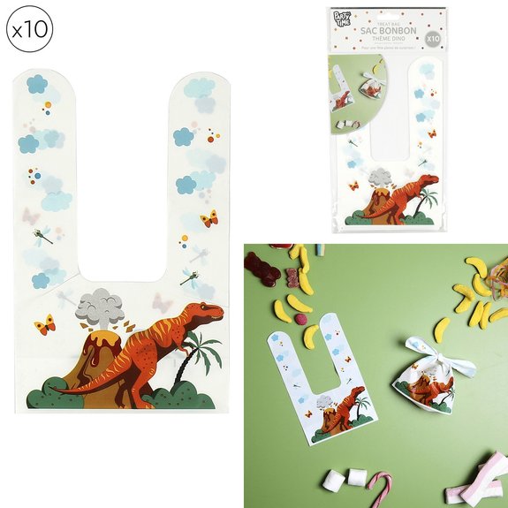 10 sacs à bonbons Dinosaure
