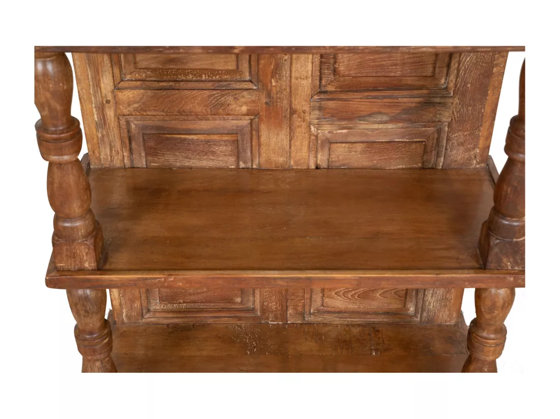 BISCOTTINI Armoire - Bois de tilleul massif finition noyer antique - Polyvalente - Rangement - Jardin - Salon - Cuisine - Salle à manger - Étagères - Chambre - Buffet - 70x32x193 cm