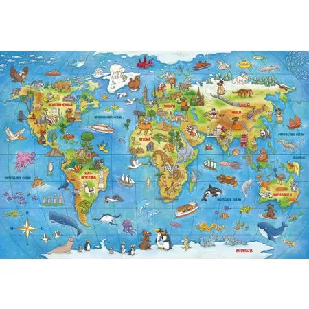 Schmidt Spiele KinderPuzzle - Reise um die Welt, 100 Teile, mit Add-on (Wissensbüchlein)