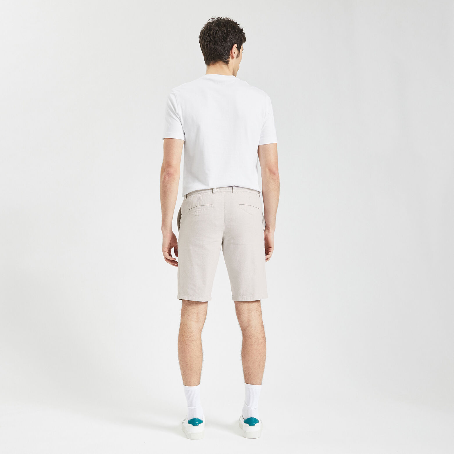 Bermuda uni en coton lin Beige