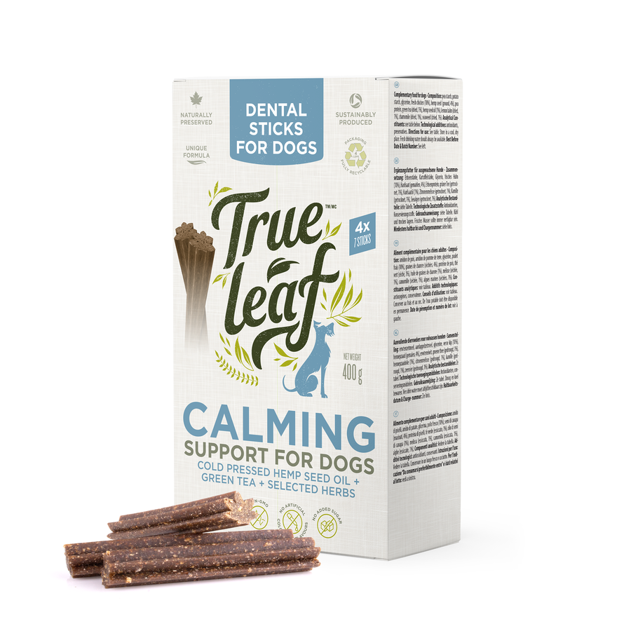 Petiscos dentais calmantes Tue Leaf True Multibox para cães