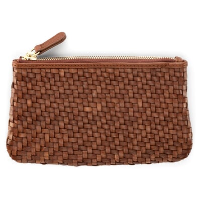 Damen-Lederclutch geflochten, Braun