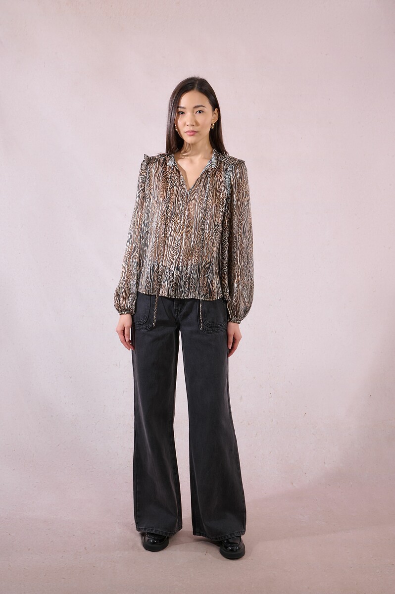 MOLLY BRACKEN<br>Blusa de voile com estampa animal