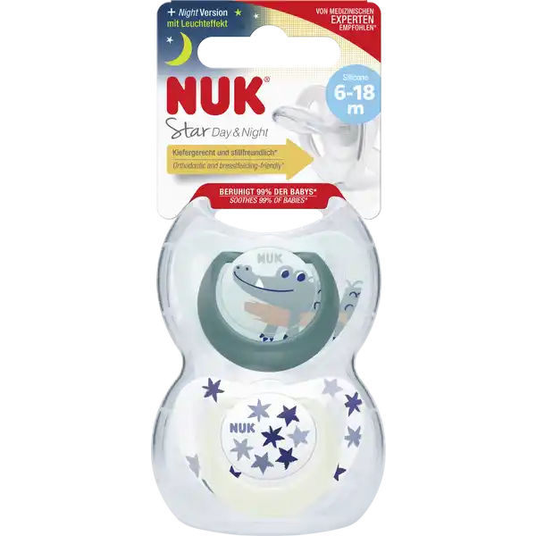 Star Day & Night Silikon-Schnuller 6-18 Monate