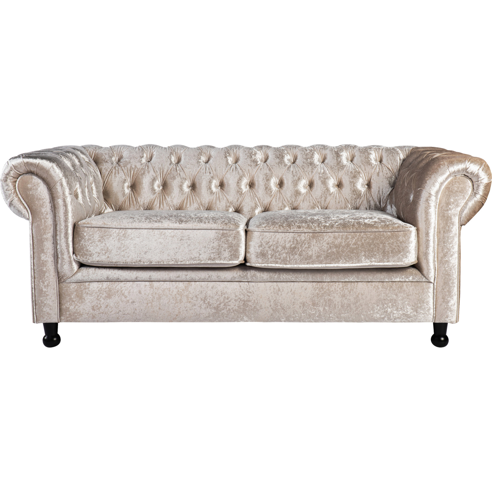 3er-Sofa Chesterfield, Samtvelours altsilberfarben