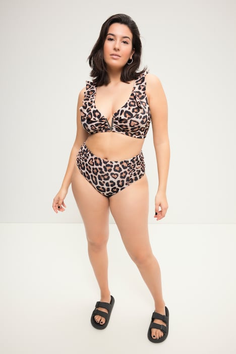 Bikini-Top, Softcups, Leo-Print, Volant