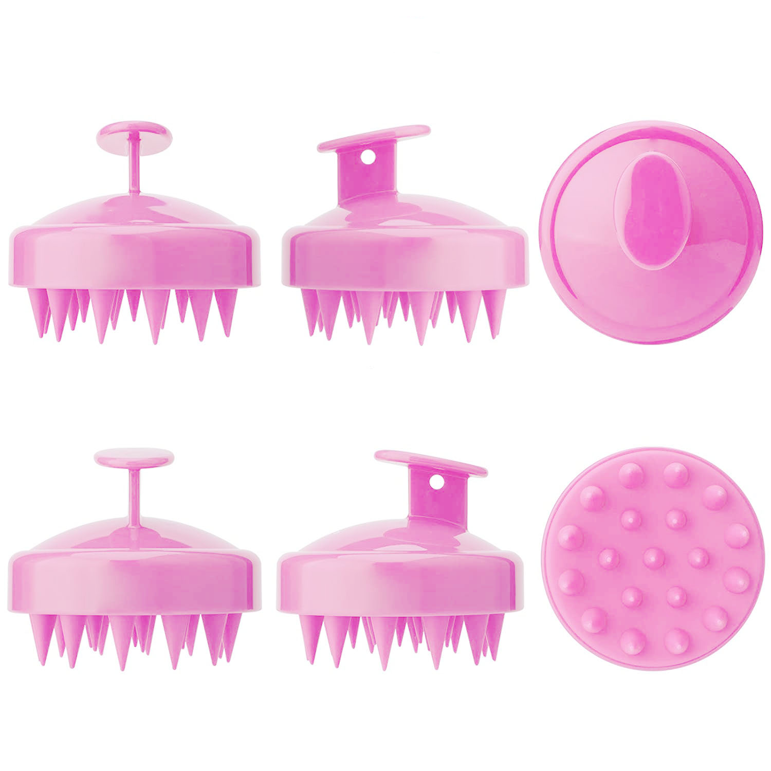 (Ø8cm) Silikon Kopfhaut Massage Bürste Shampoo Scalp Massager - Pink