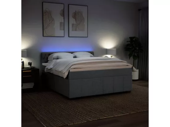 Sommier à lattes de lit avec matelas Gris foncé 180x200cm Tissu